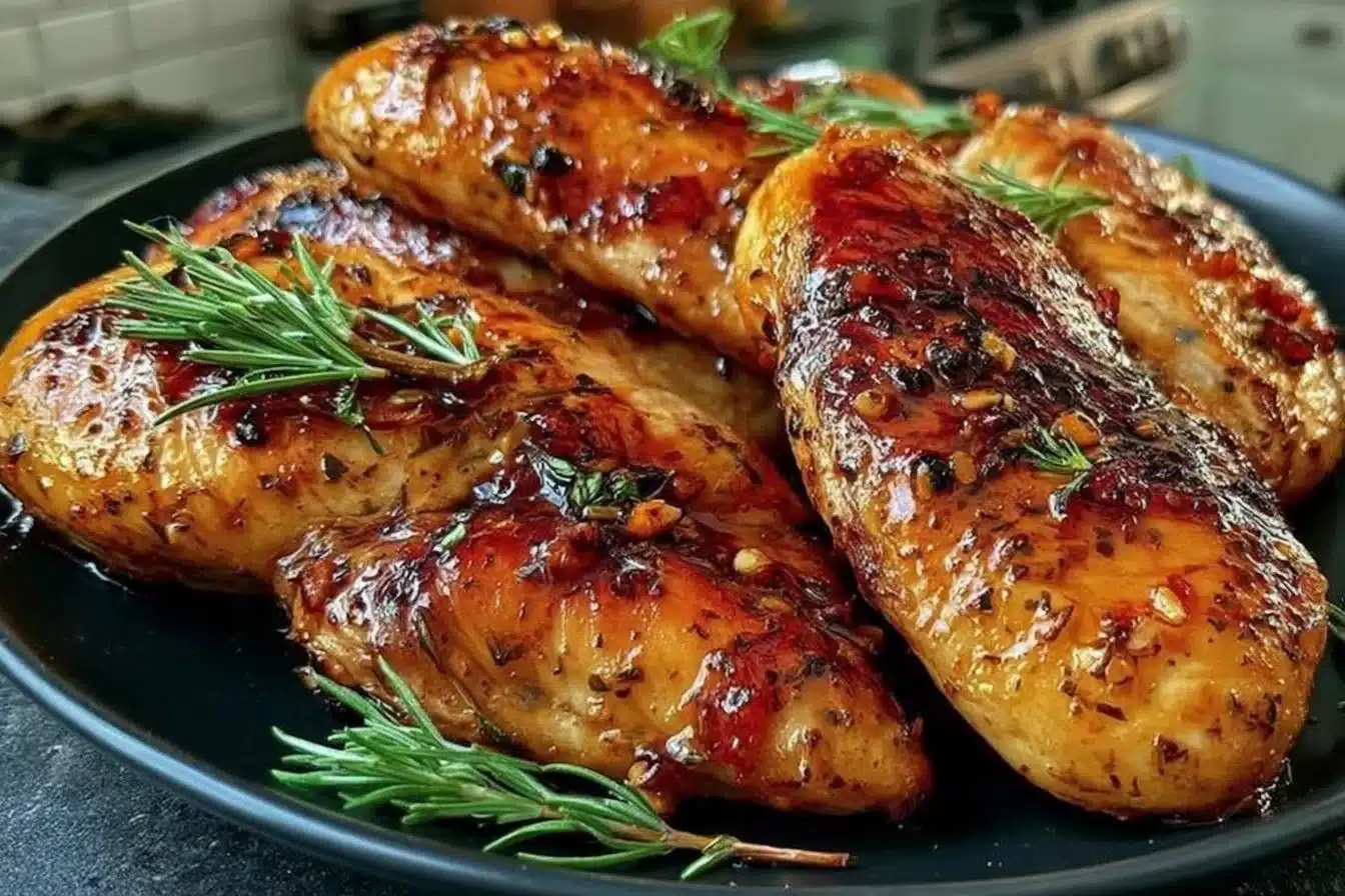 Air Fryer Honey Garlic Chicken Breast cooked to perfection