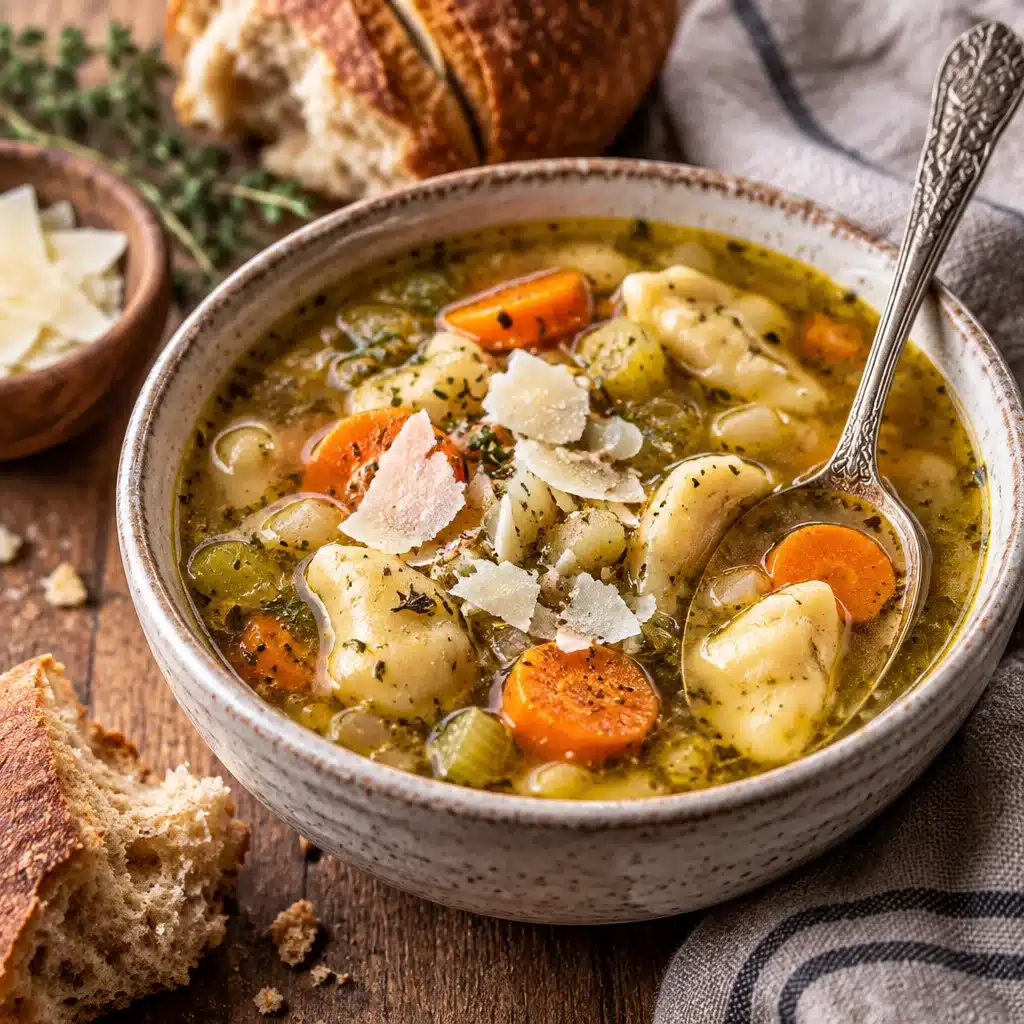 Bowl of cozy chicken soup, perfect for holiday meal prep during fall and winter.