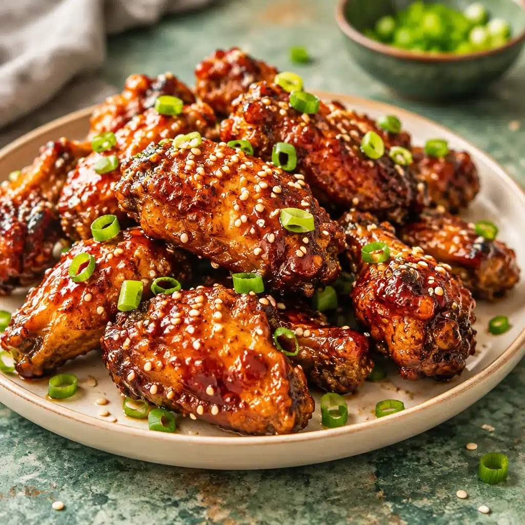 Crispy Air Fryer Honey Garlic Chicken Wings served on a festive platter.