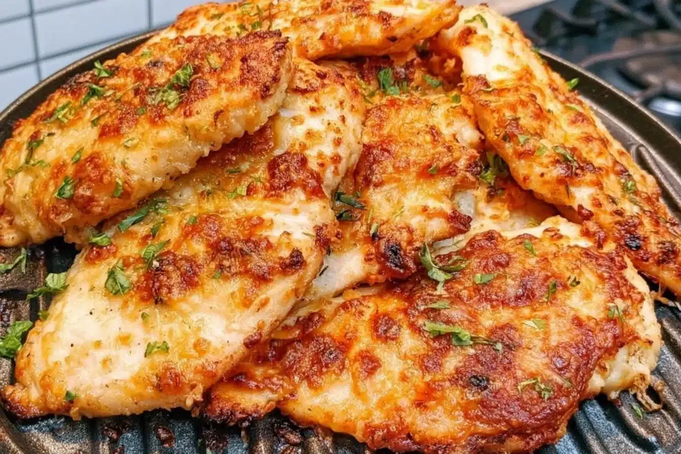 Delicious Air Fryer Garlic Parmesan Chicken served on a plate