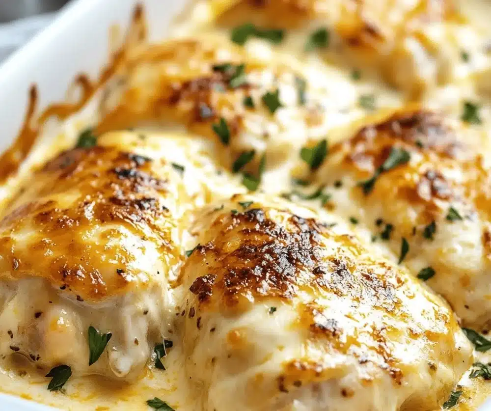 Baked cream cheese chicken recipe with creamy sauce
