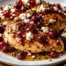 Honey Cranberry Chicken bake with feta cheese in a Mediterranean diet recipe